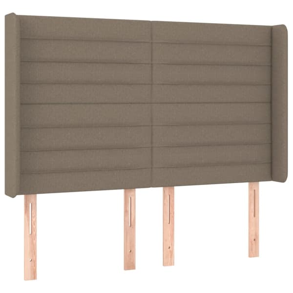 Sängyn pääty LED-valolla, taupe, 147x16x118/128 cm, kangas