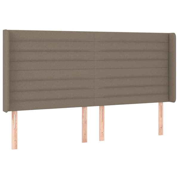 sengegavl med LED-lys 203x16x118/128 cm stof gråbrun