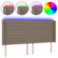 Miniatyrbillede 2 af 6: sengegavl med LED-lys 203x16x118/128 cm stof gråbrun