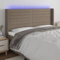 Miniatyrbillede 1 af 6: sengegavl med LED-lys 203x16x118/128 cm stof gråbrun
