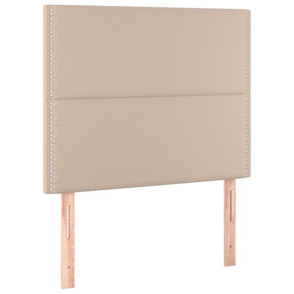 sengegavl med LED-lys 90x5x118/128 cm kunstlæder cappuccino