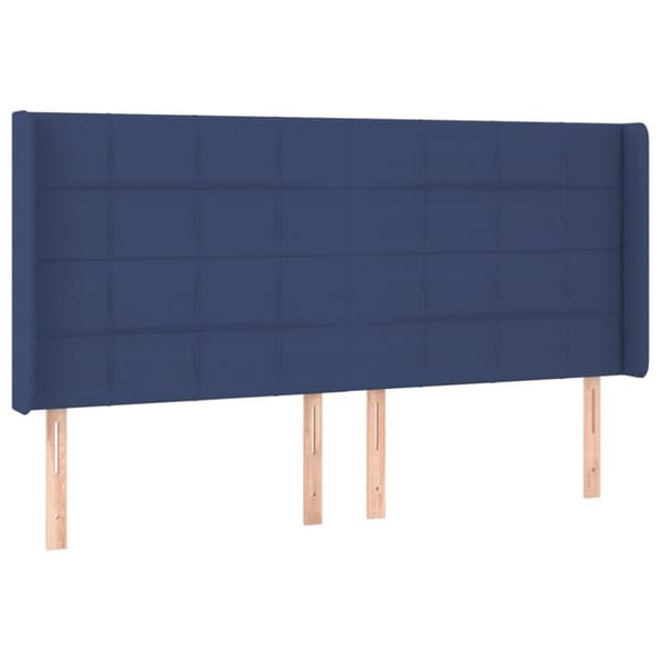 Sängyn pääty LED-valolla, sininen, 183x16x118/128 cm, kangas