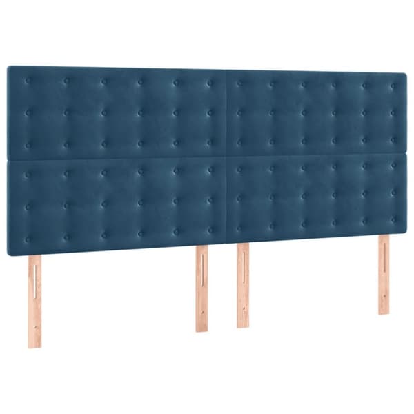 sengegavle 4 stk. 80x5x78/88 cm fløjl mørkeblå