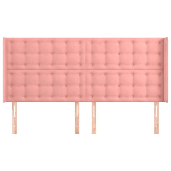 sengegavl med kanter 203x16x118/128 cm fløjl lyserød