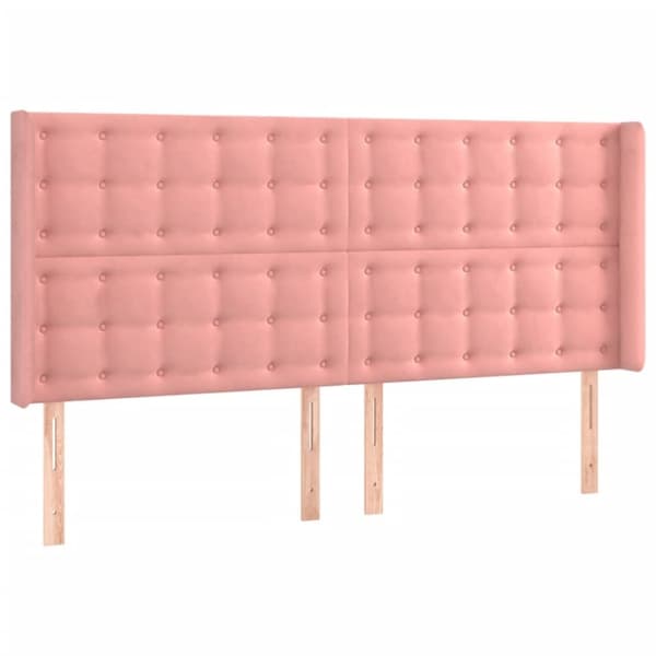 sengegavl med kanter 203x16x118/128 cm fløjl lyserød