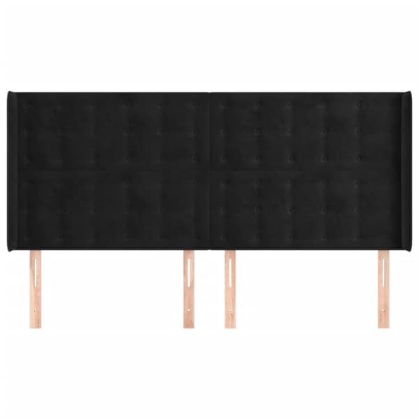 sengegavl med kanter 163x16x118/128 cm fløjl sort