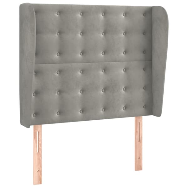 sengegavl med kanter 83x23x118/128 cm fløjl lysegrå
