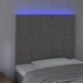 Miniatyrbillede 3 af 6: sengegavl med LED-lys 80x5x118/128 cm fløjl lysegrå
