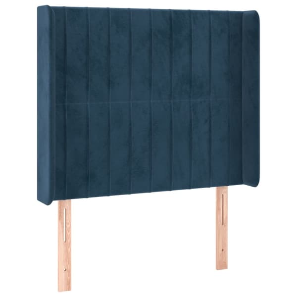 sengegavl med kanter 93x16x118/128 cm fløjl mørkeblå