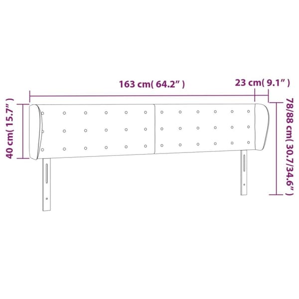 sengegavl med kanter 163x23x78/88 cm kunstlæder hvid