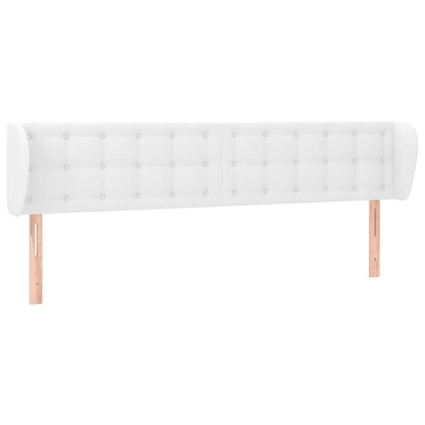 sengegavl med kanter 163x23x78/88 cm kunstlæder hvid