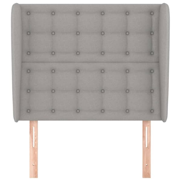 sengegavl med kanter 83x23x118/128 cm stof lysegrå