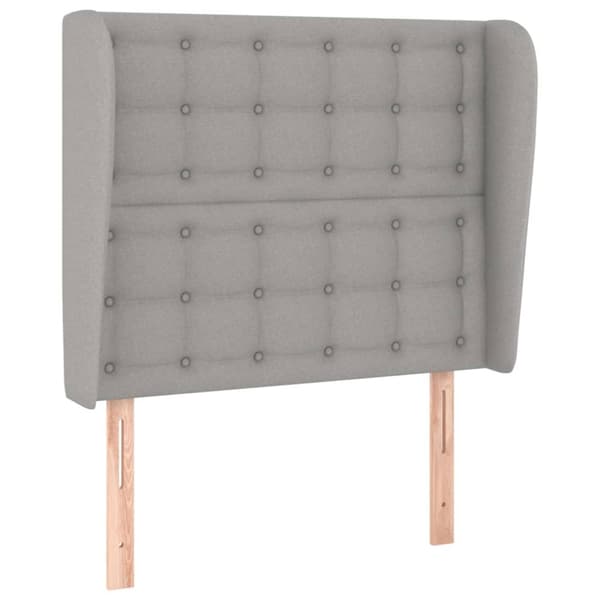 sengegavl med kanter 83x23x118/128 cm stof lysegrå