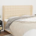 Miniatyrbillede 1 af 9: sengegavl med kanter 163x23x118/128 cm stof cremefarvet