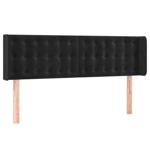sengegavl med kanter 147x16x78/88 cm fløjl sort