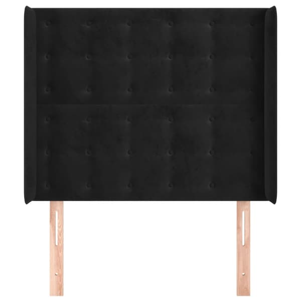 sengegavl med kanter 83x16x118/128 cm fløjl sort