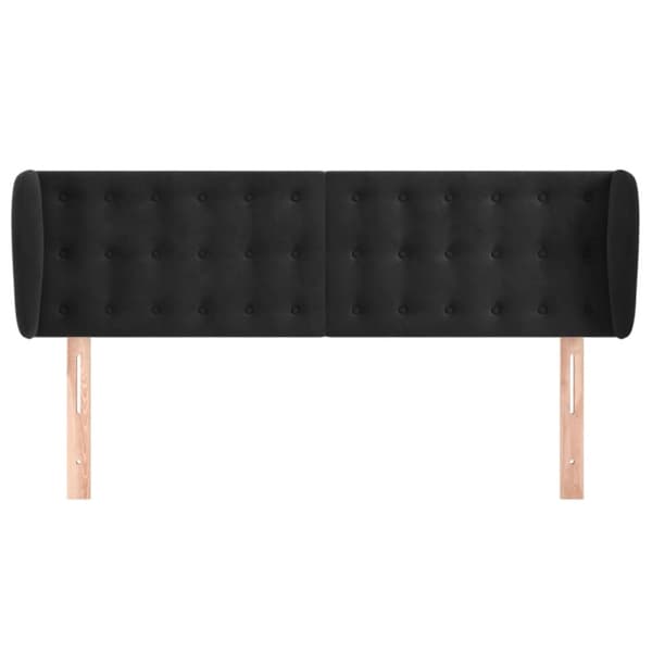 sengegavl med kanter 147x23x78/88 cm fløjl sort