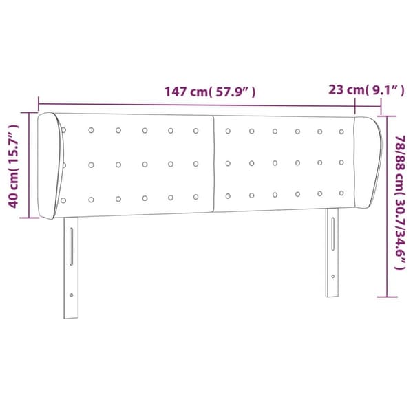sengegavl med kanter 147x23x78/88 cm fløjl sort