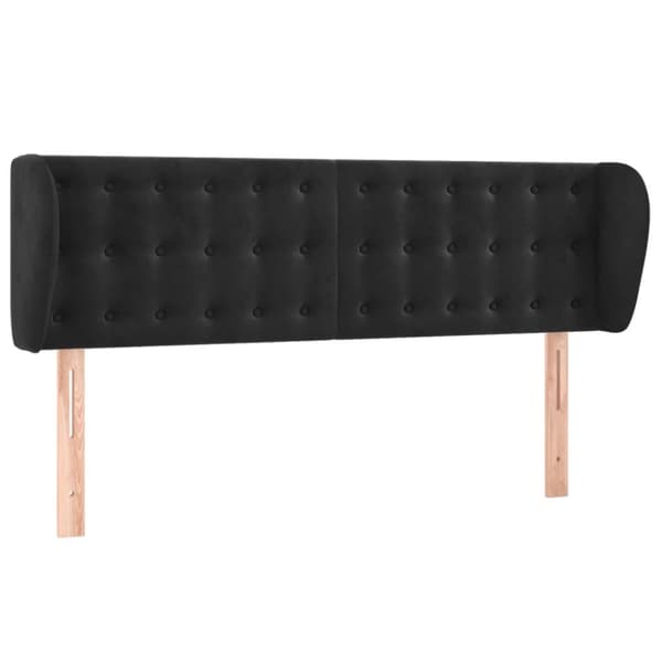 sengegavl med kanter 147x23x78/88 cm fløjl sort
