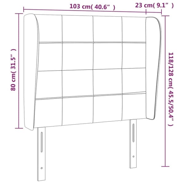 sengegavl med kanter 103x23x118/128 cm stof gråbrun