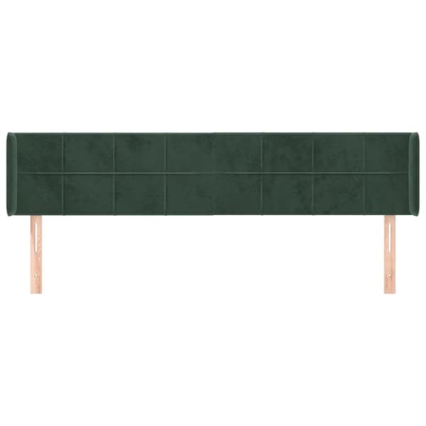 sengegavl med kanter 203x16x78/88 cm fløjl mørkegrøn