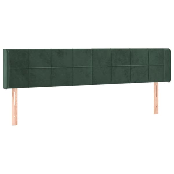 sengegavl med kanter 203x16x78/88 cm fløjl mørkegrøn