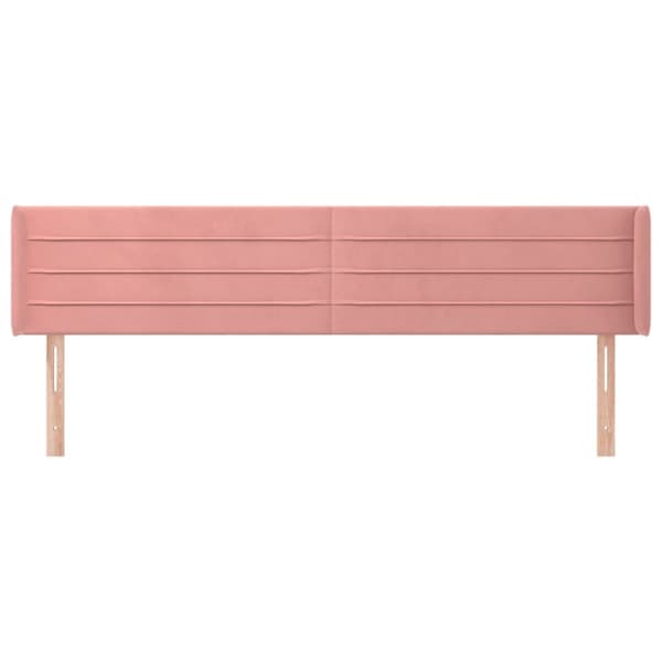 sengegavl med kanter 203x16x78/88 cm fløjl lyserød