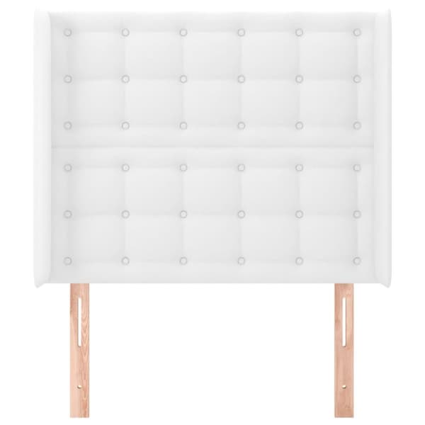 sengegavl med kanter 83x16x118/128 cm kunstlæder hvid