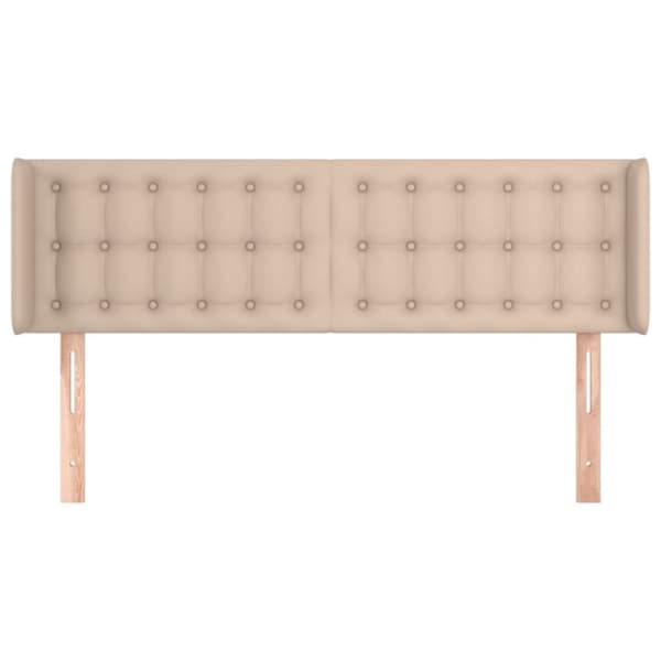 sengegavl med kanter 147x16x78/88 cm kunstlæder cappuccino