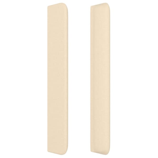 sengegavl med kanter 203x16x118/128 cm stof cremefarvet