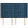Miniatyrbillede 3 af 9: sengegavl med kanter 147x16x118/128 cm fløjl mørkeblå