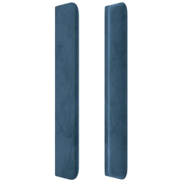 sengegavl med kanter 147x16x118/128 cm fløjl mørkeblå