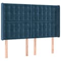 Miniatyrbillede 2 af 9: sengegavl med kanter 147x16x118/128 cm fløjl mørkeblå