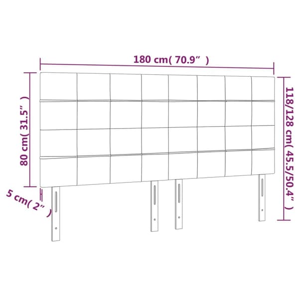 sengegavl med LED-lys 180x5x118/128 cm stof gråbrun