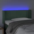 Miniatyrbillede 4 af 6: sengegavl med LED-lys 83x16x78/88 cm fløjl Mørkegrøn