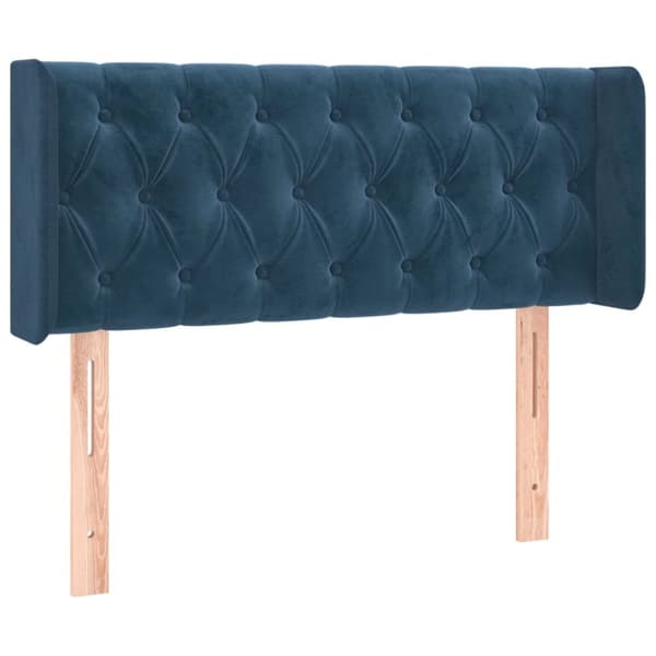 sengegavl med LED-lys 103x16x78/88 cm fløjl mørkeblå