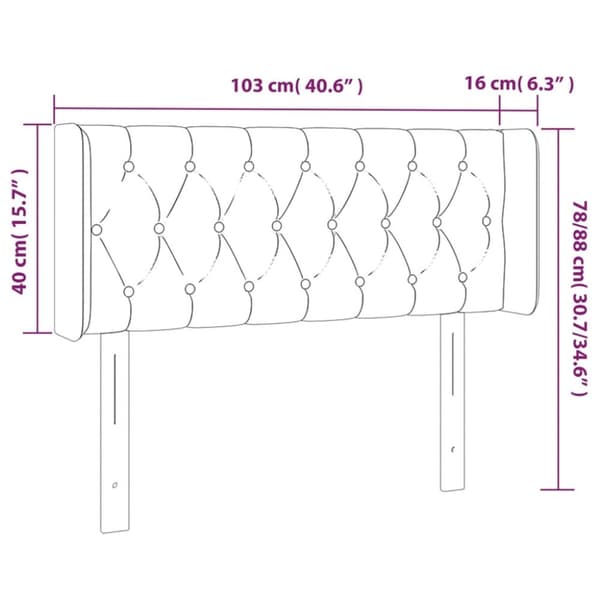 sengegavl med LED-lys 103x16x78/88 cm fløjl mørkeblå