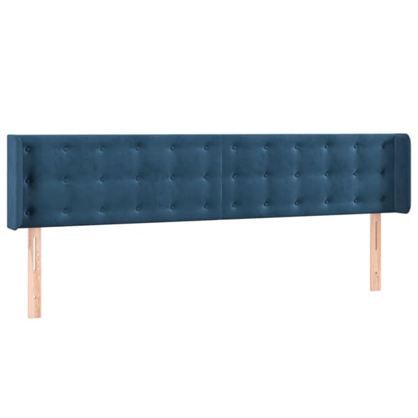 Sängyn pääty LED tummansinisellä 163x16x78/88 cm samettia