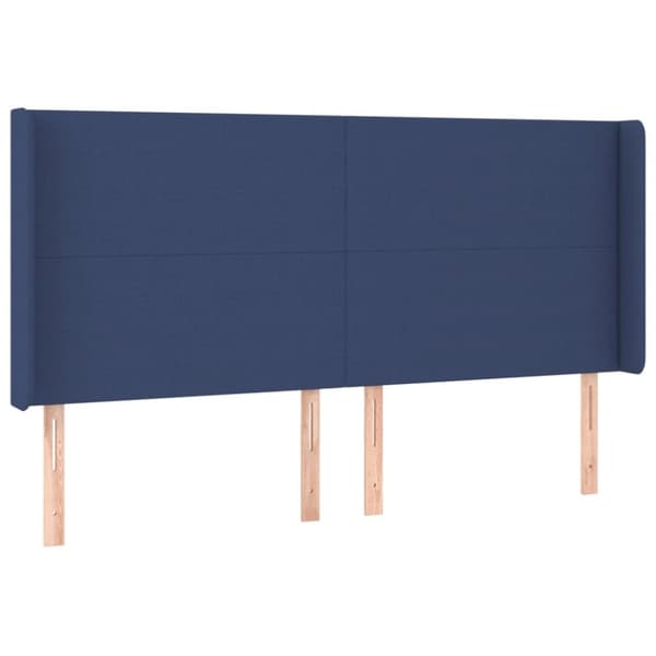 Sängyn pääty LED-valolla, sininen, 203x16x118/128 cm, kangas