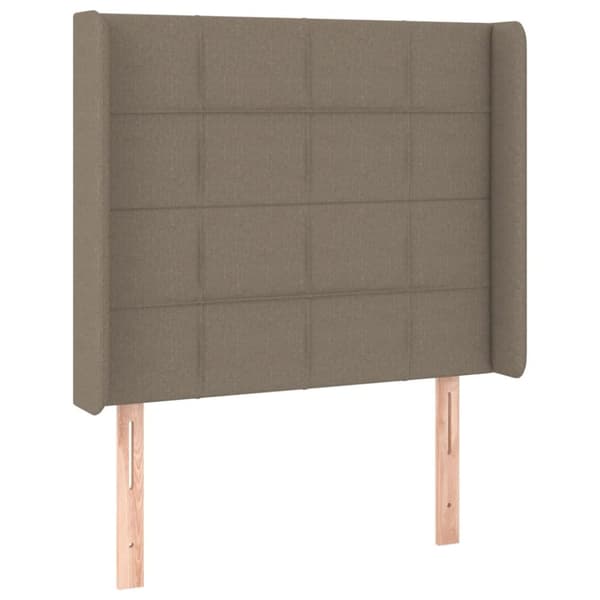 Sängyn pääty LED-valolla, taupe, 103x16x118/128 cm, kangas