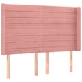 Miniatyrbillede 3 af 7: sengegavl med LED-lys 147x16x118/128 cm fløjl lyserød
