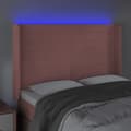 Miniatyrbillede 4 af 7: sengegavl med LED-lys 147x16x118/128 cm fløjl lyserød