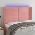 Miniatyrbillede 1 af 7: sengegavl med LED-lys 147x16x118/128 cm fløjl lyserød