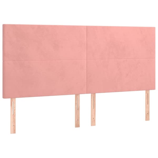 sengegavl med LED-lys 200x5x118/128 cm fløjl lyserød