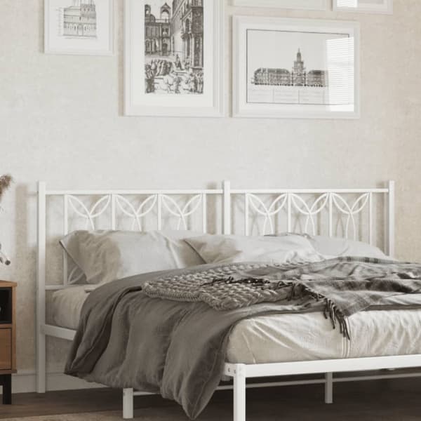 vidaXL Metallinen sängynpääty valkoinen 180 cm