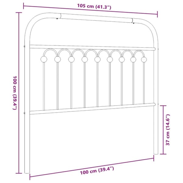 vidaXL Metallinen sängynpääty valkoinen 100 cm