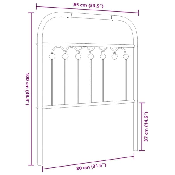vidaXL Metallinen sängynpääty valkoinen 80 cm