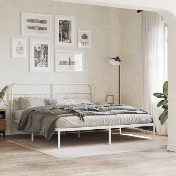 vidaXL Sengegavl i metall hvit 183 cm