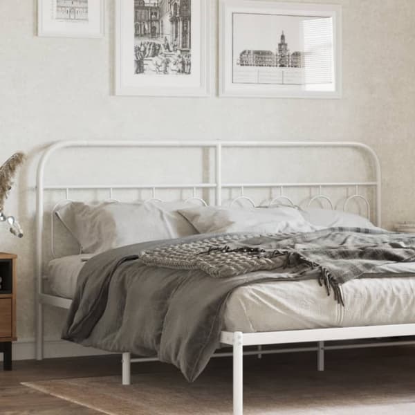 vidaXL Sengegavl i metall hvit 183 cm