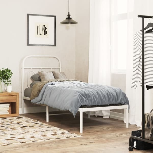 vidaXL Metallinen sängynpääty valkoinen 75 cm